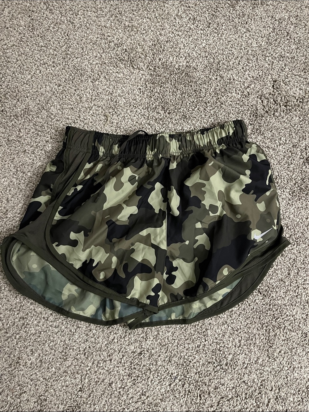 Nike Women's Camo Running Shorts - Olive/Black